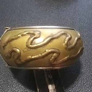 Brass and stamped silver bangle